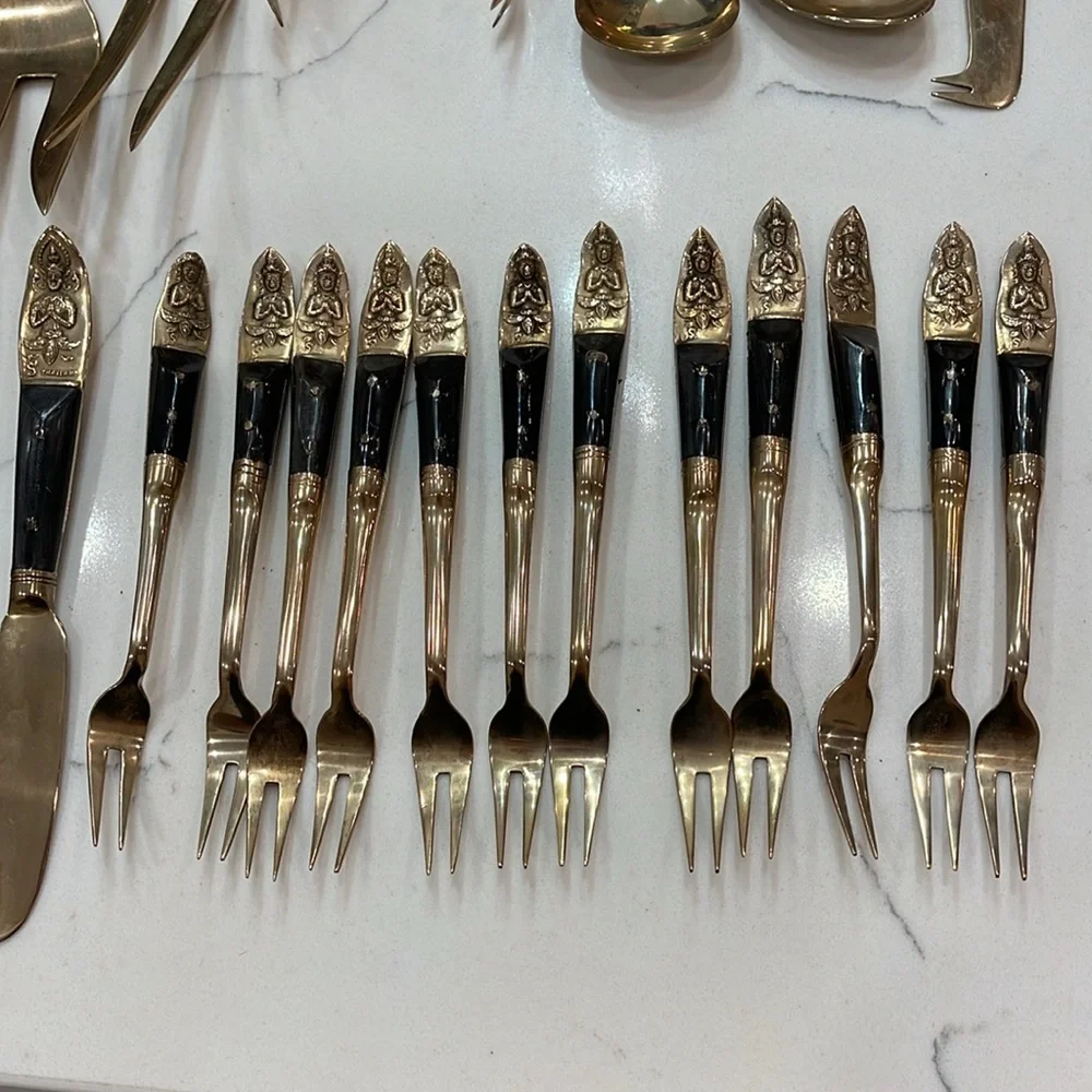 Vintage PCL SIAM Brass Wood BUDDHA 71 pieces